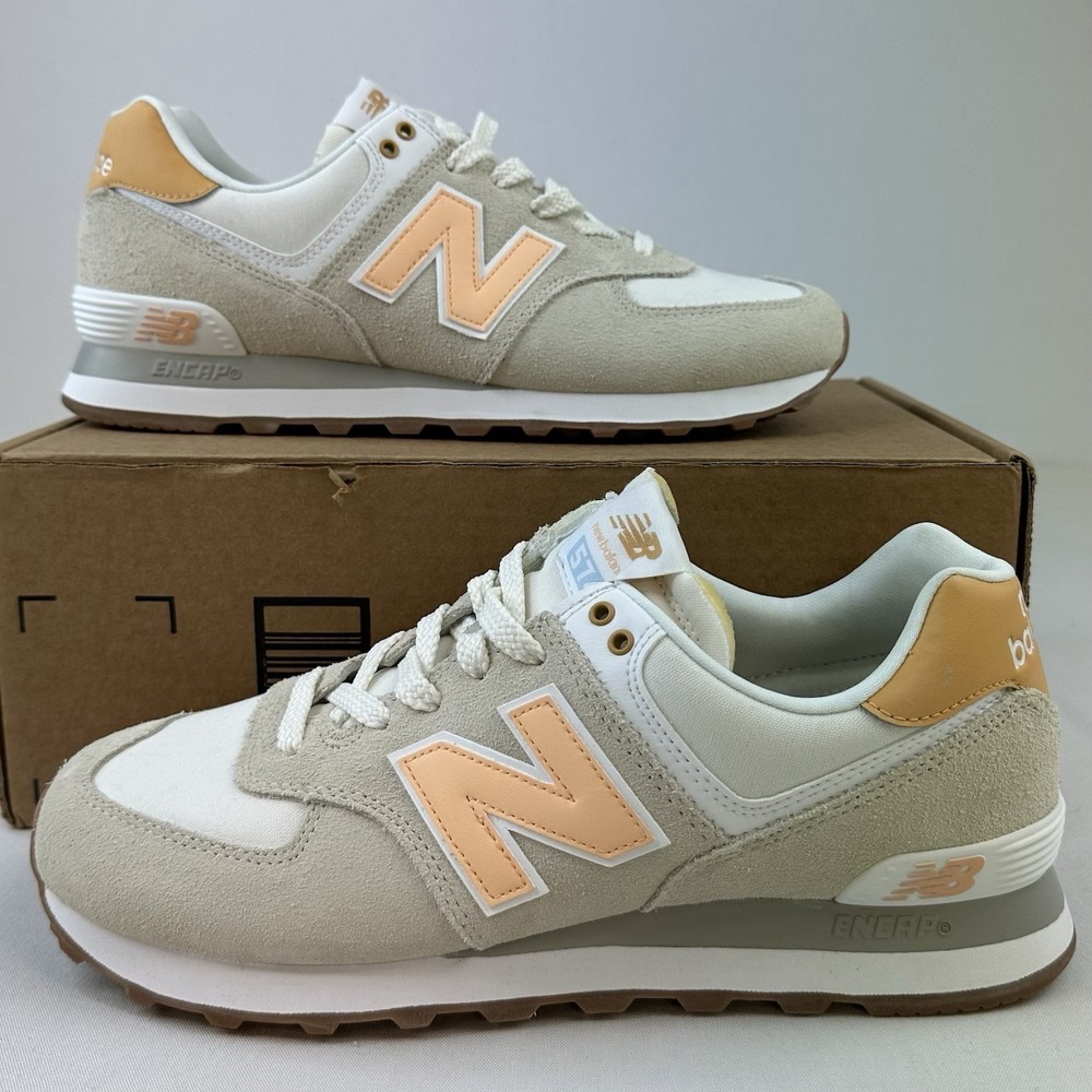 New Balance 574 WL574COR Womens Sz 11 Timberwolf Alpha Orange Lifestyle Shoes